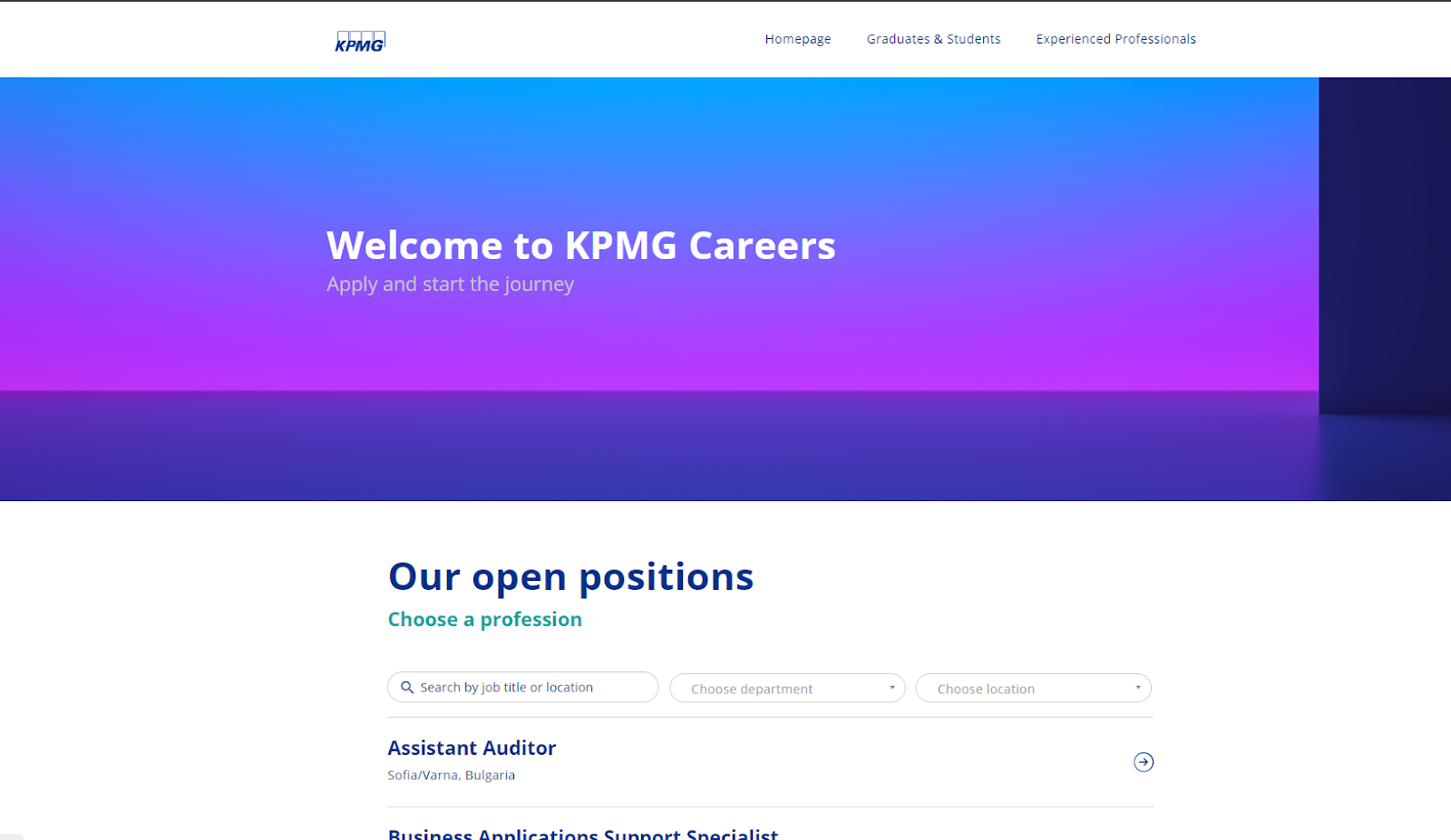 KPMG Bulgaria careers page