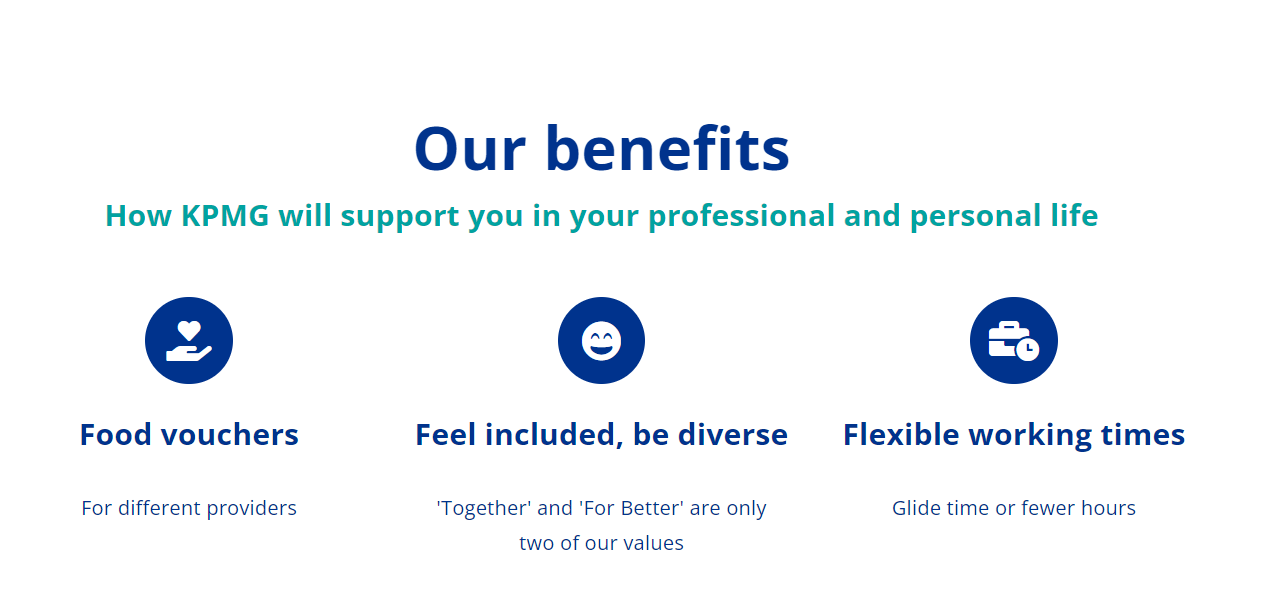 KPMG Bulgaria careers page - benefits section