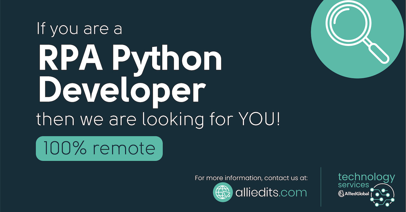 RPA Python Developer 100% Remote
